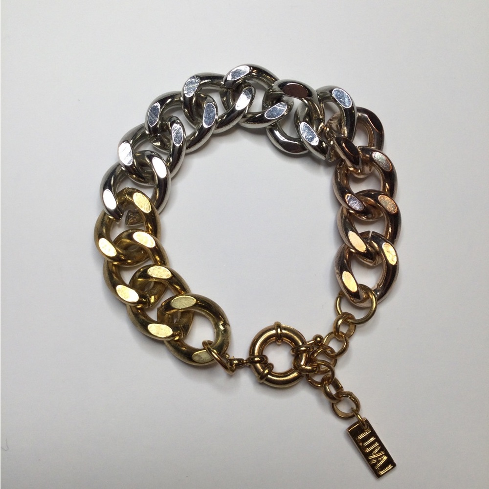 LAV AJ Gold/Silver/Rose Gold Tone Chain Link Bracelet 8” Long